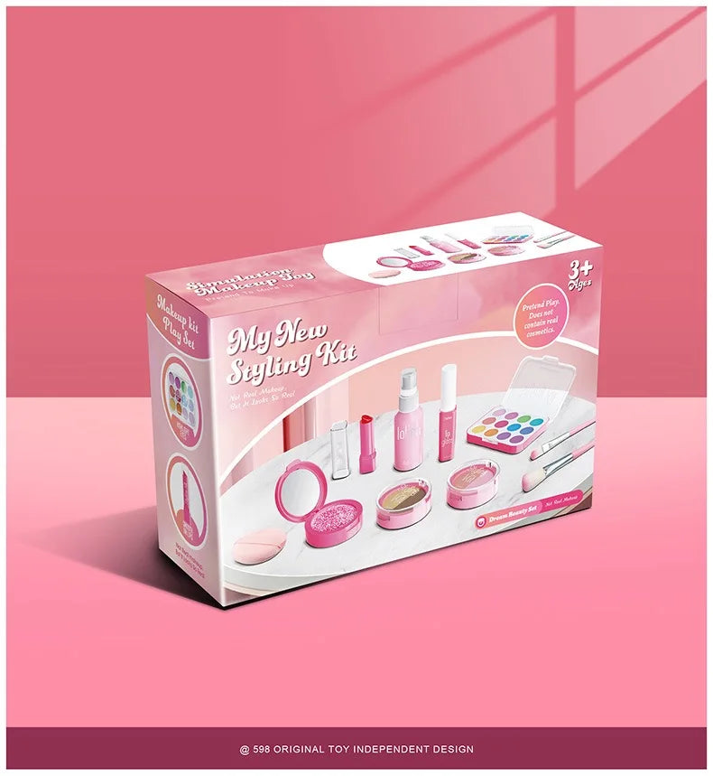 Set de Maquillaje de Juguete para Niñas: Manicura Falsa, Color de Labios, Sombra de Ojos, Cosméticos y Juguetes con Temática de Princesa (No se pueden lavar)