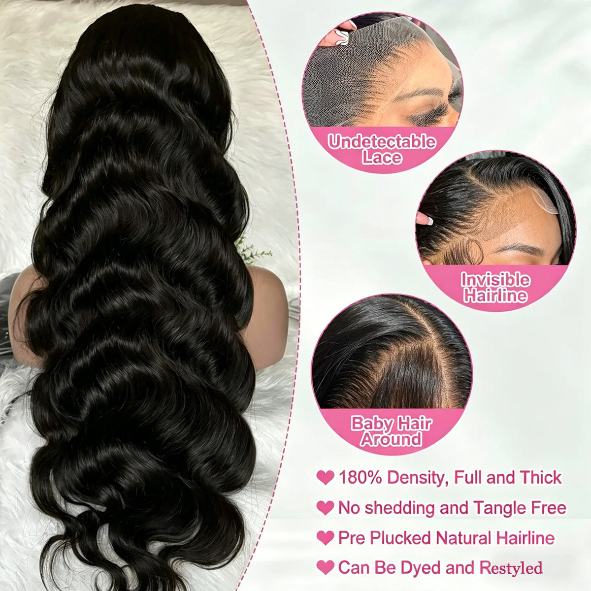 Peluca de Cabello Humano Virgen Brasileño con Ondas Naturales, Cierre Frontal de Encaje HD, Peluca 360, 13x4, 13x6, 5x5, 180% 200% de Densidad, 16-40 Pulgadas, Nudos Pre-Decolorados