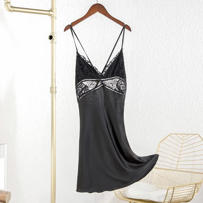 Sexy Intimate Lingerie Perspective Nightwear Lace Patchwork Home Wear Robe Suit Lady Kimono Gown Sleepwear Satin Nighty Bathrobe