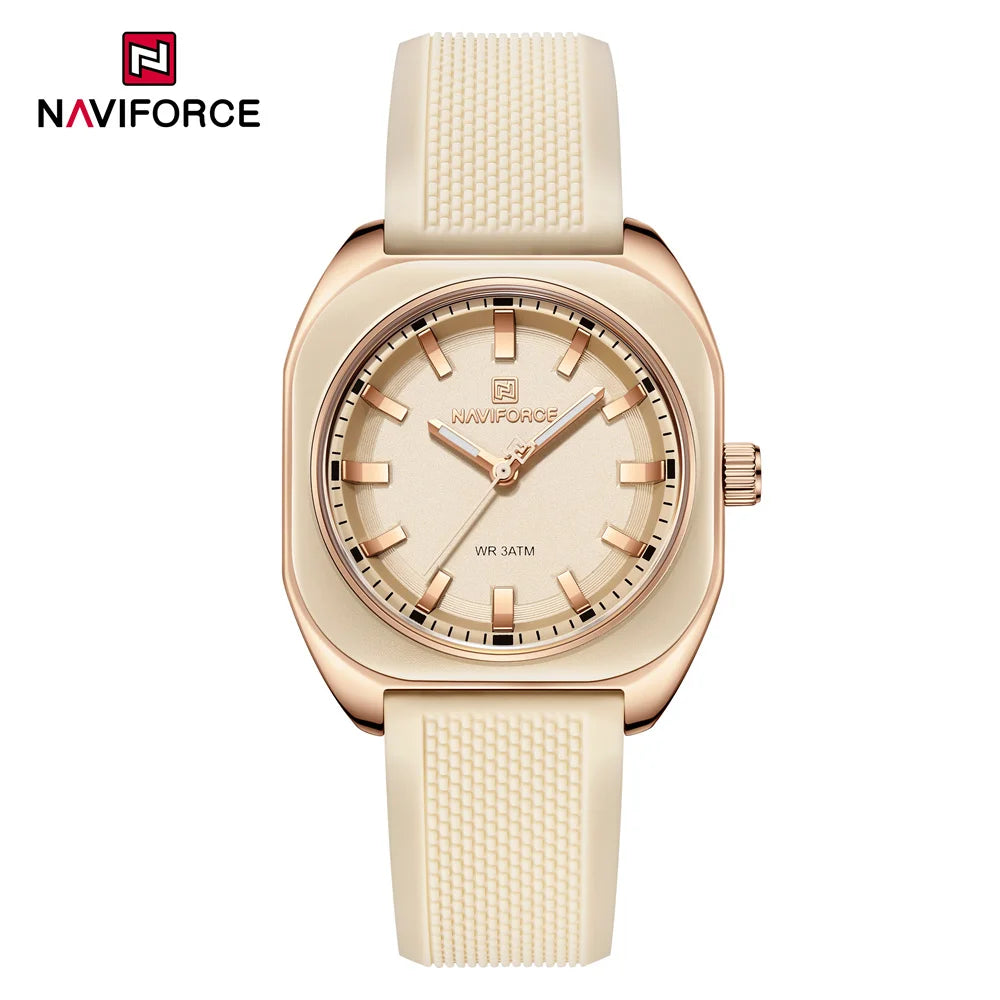 NAVIFORCE, reloj para mujer, marca superior, moda de lujo, reloj de pulsera Original para mujer y niña, pulsera de goma de silicona, reloj informal para mujer 5061