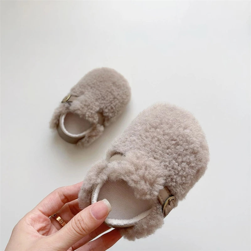Otoño Invierno, zapatos para bebés, niños y niñas, zapatos gruesos de felpa para bebés, zapatos cómodos de suela blanda para niños pequeños, zapatos para caminar