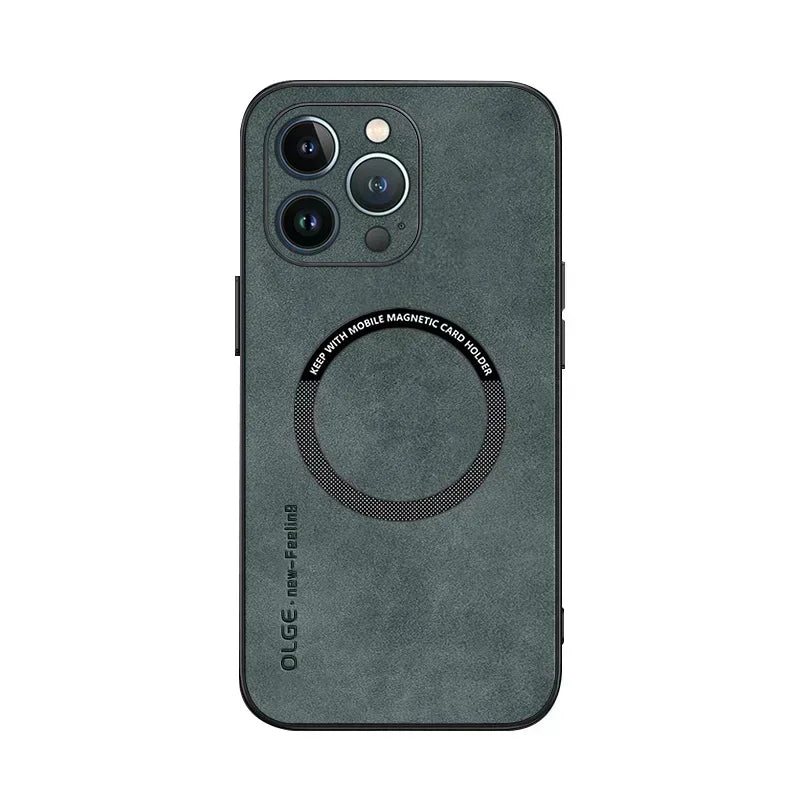 Para Magsafe fundas de teléfono de cuero de lujo a prueba de golpes para iPhone 17 16 15 14 13 12 11 Pro Max Plus cubierta de carga inalámbrica magnética