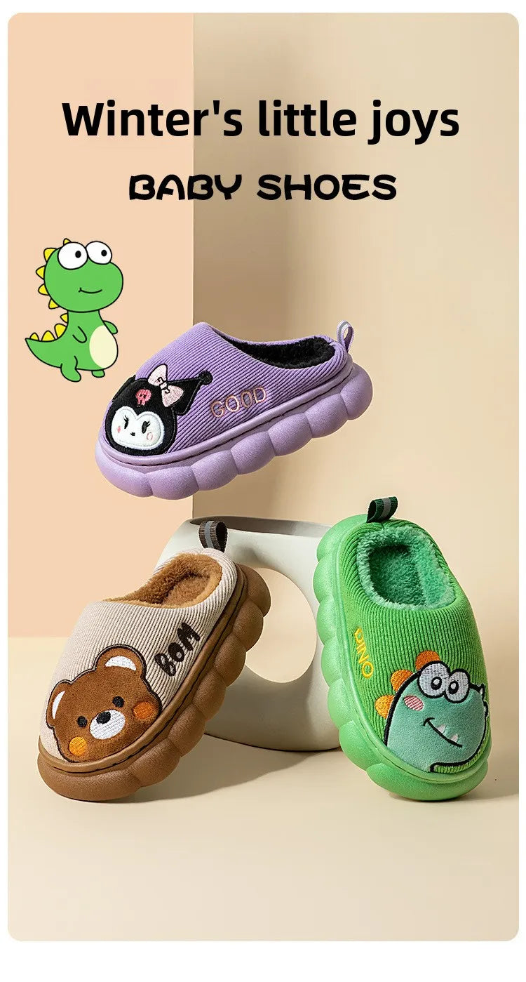Otoño Invierno niños zapatillas de algodón niños pequeños interior antideslizante cálido Zapatilla de casa niños niñas bebé lindo zapatos de felpa de dibujos animados