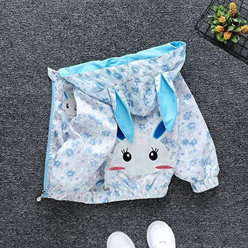 Chaqueta con capucha para niñas, abrigo cortavientos con cremallera, ropa para niños de 1, 2, 3, 4, 5 y 6 años, bonitos animales de dibujos animados, para primavera y otoño