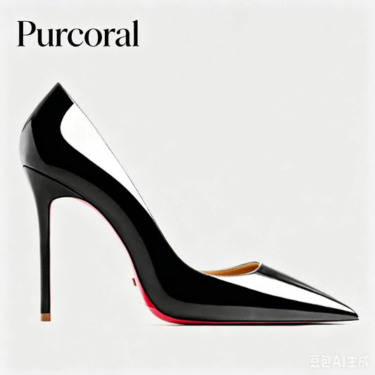 Sandalias de mujer 2026, nuevas, de tacón alto de 12 cm, estilo francés, puntiagudas, tacón delgado, sexys, negras, de boca poco profunda, zapatos individuales con suela roja para mujer.