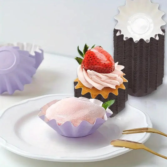 100 Uds. Tazas desechables para muffins, moldes para tarta de huevo, tazas para magdalenas resistentes al calor, revestimientos de papel grueso para magdalenas, moldes para tarta, herramientas para hornear