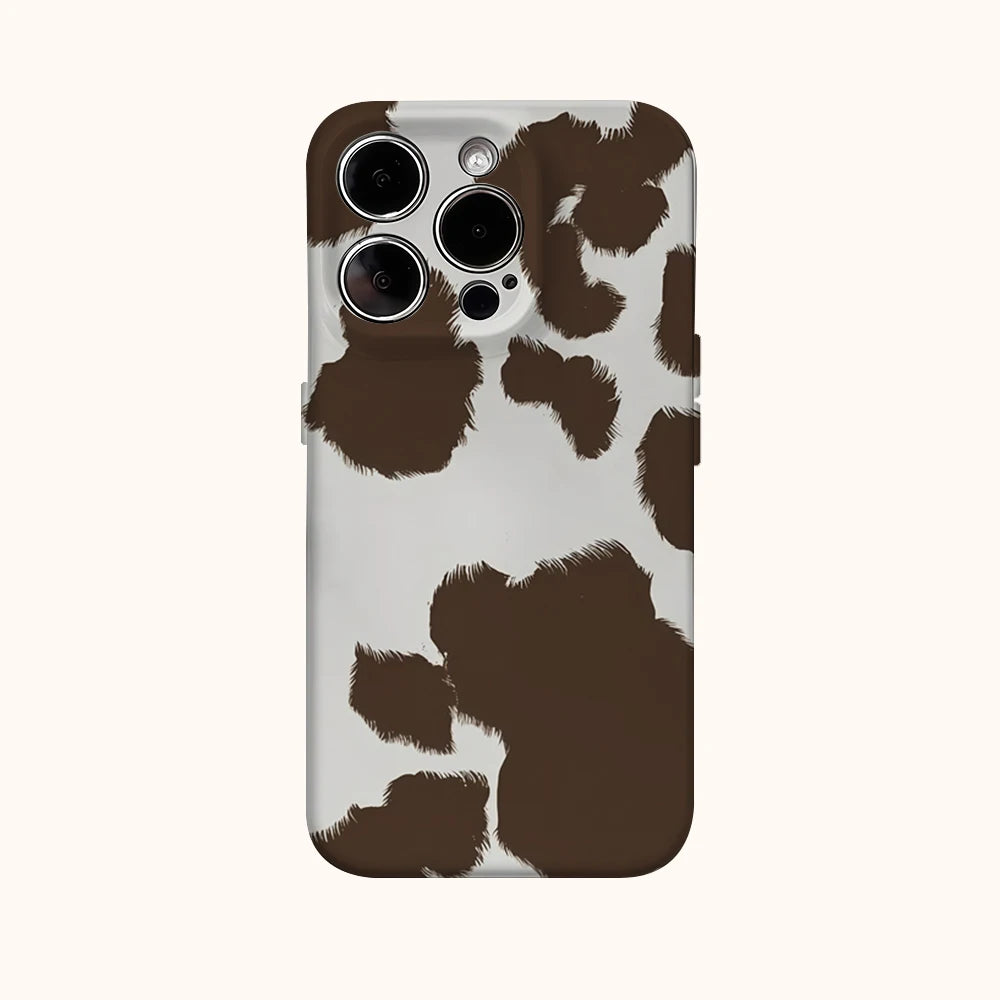Funda de teléfono con patrón de vaca para IPhone 16 15 14 13 12 11 X XS XR XSMAX 7 8 Pro Max Plus contraportada de doble capa