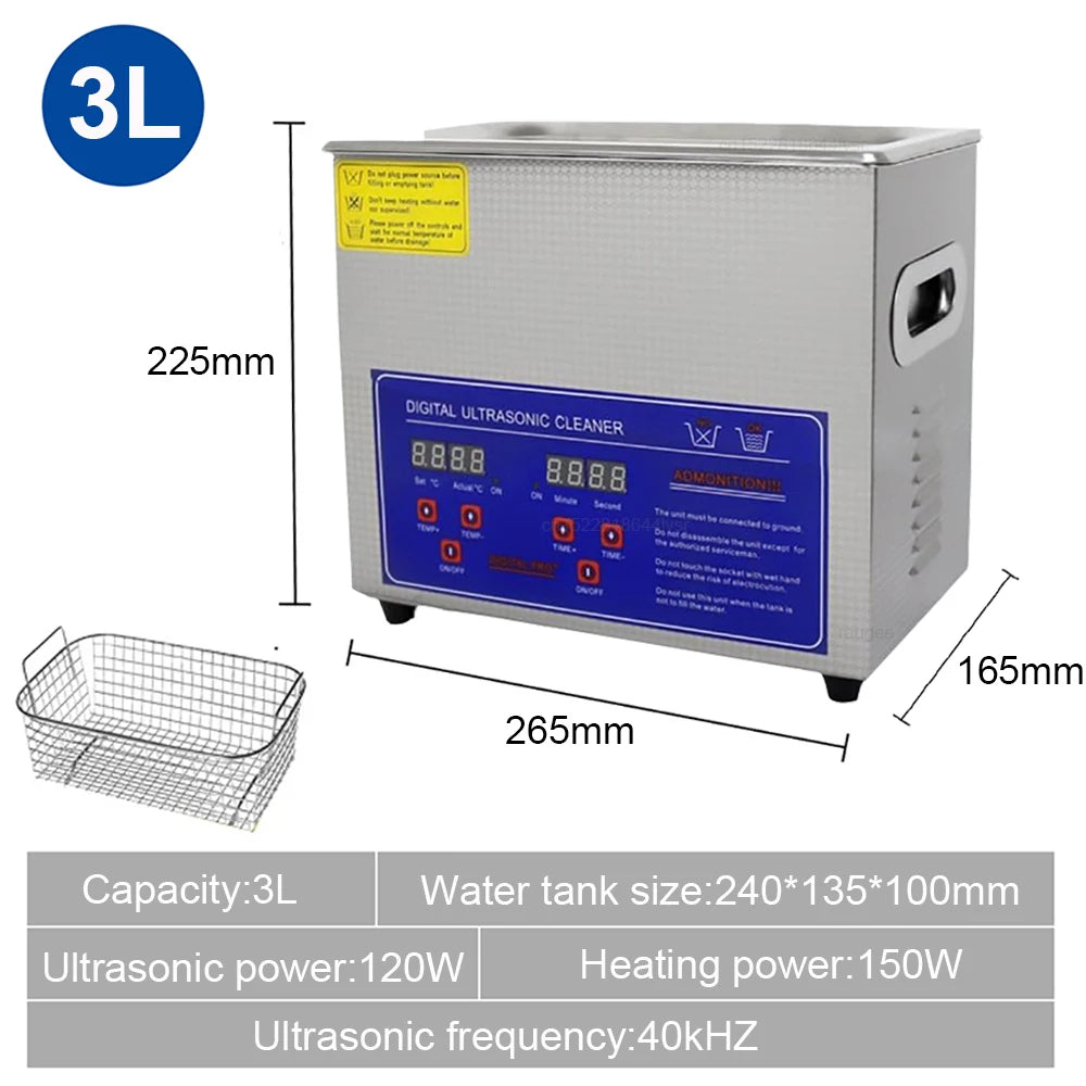 Limpiador ultrasónico de 3L, 6L, 10L, 2L, lavadora por ultrasonido, baño de lavado con calefacción ultrasónica, limpiador ultrasónico comercial para el hogar
