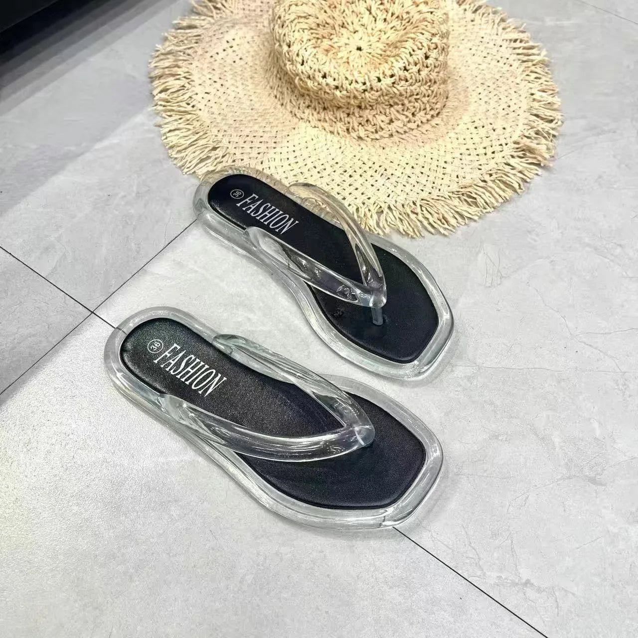 Sandalias de PVC con purpurina, chanclas de goma de talla grande para mujer, sandalias de playa, sandalias bajas, sandalias hawaianas de PVC, sandalias romanas, verano 2026