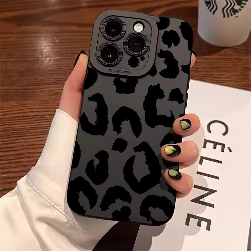 Funda protectora de teléfono con diseño de leopardo para iPhone 16, fundas para iPhone 17 Air 15 14 13 12 11 Pro Max 16E XS XR X 7 8 Plus