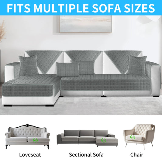 Fundas de sofá suaves y cálidas, fundas de cojines lavables, antideslizantes, fácil instalación para fundas de sofá seccionales en forma de L, protección de muebles