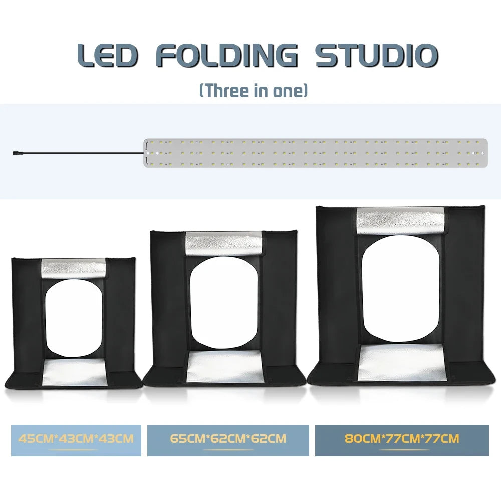 Caja de estudio fotográfico, caja de luz portátil para disparar en mesa, telón de fondo de PVC, tienda de fotografía, Softbox, conjunto de exhibición de 30/40/45/65/80cm