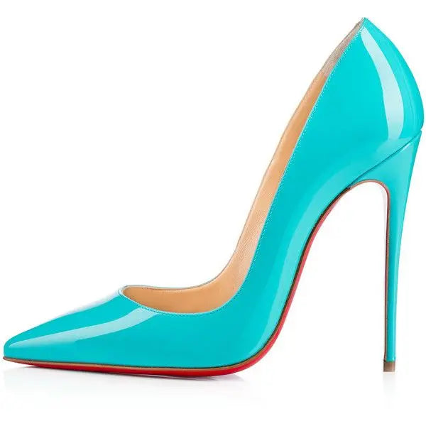 Zapatos de tacón alto sexis con punta estrecha de charol para mujer, tacones de aguja de talla grande, zapatos de tacón coloridos poco profundos y elegantes, zapatos de fiesta de diseñador de lujo