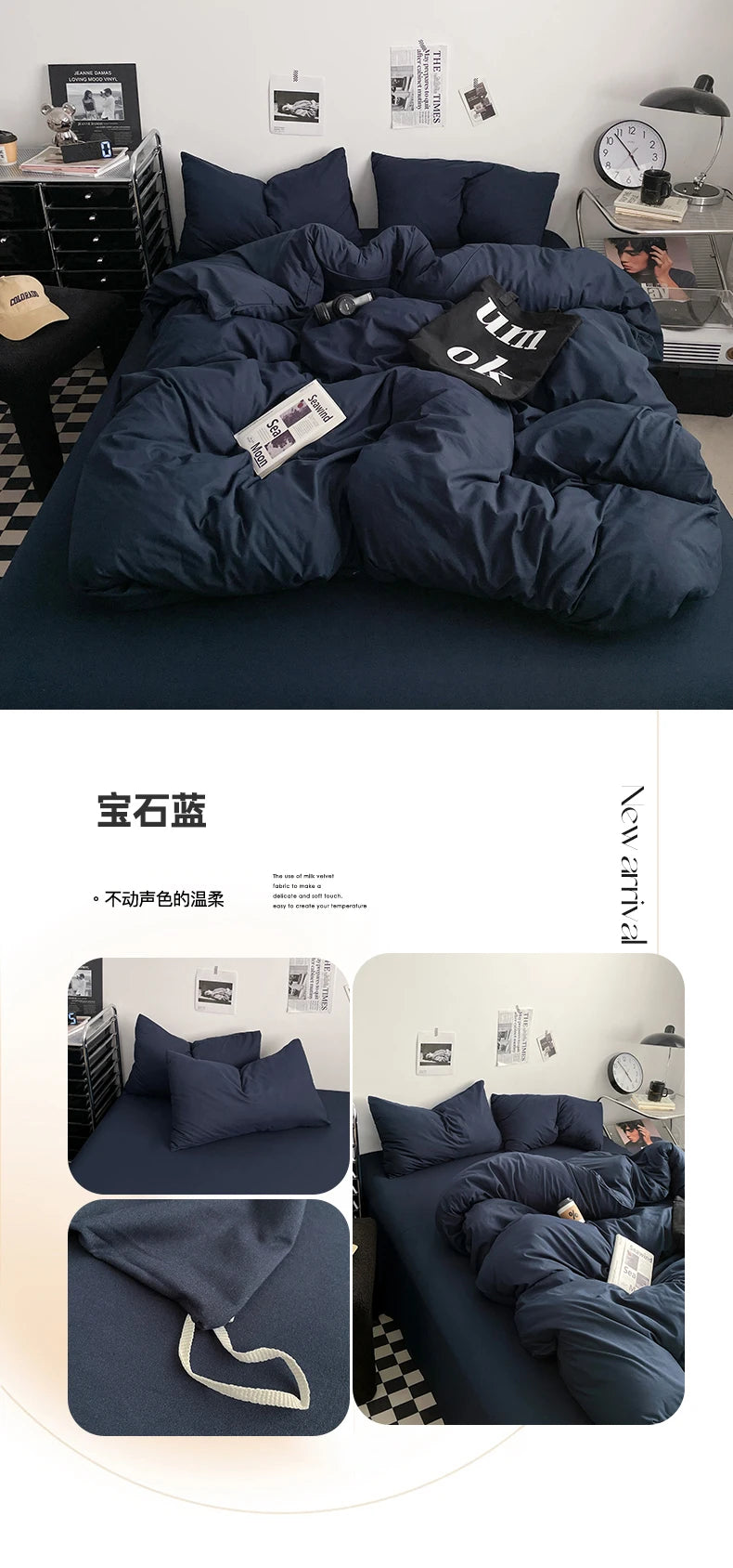 Juego de Ropa de Cama 100% Algodón, Juego de Sábanas de Algodón Lavado de Cuatro Piezas, Juego de Edredón, Funda de Edredón Doble para Parejas