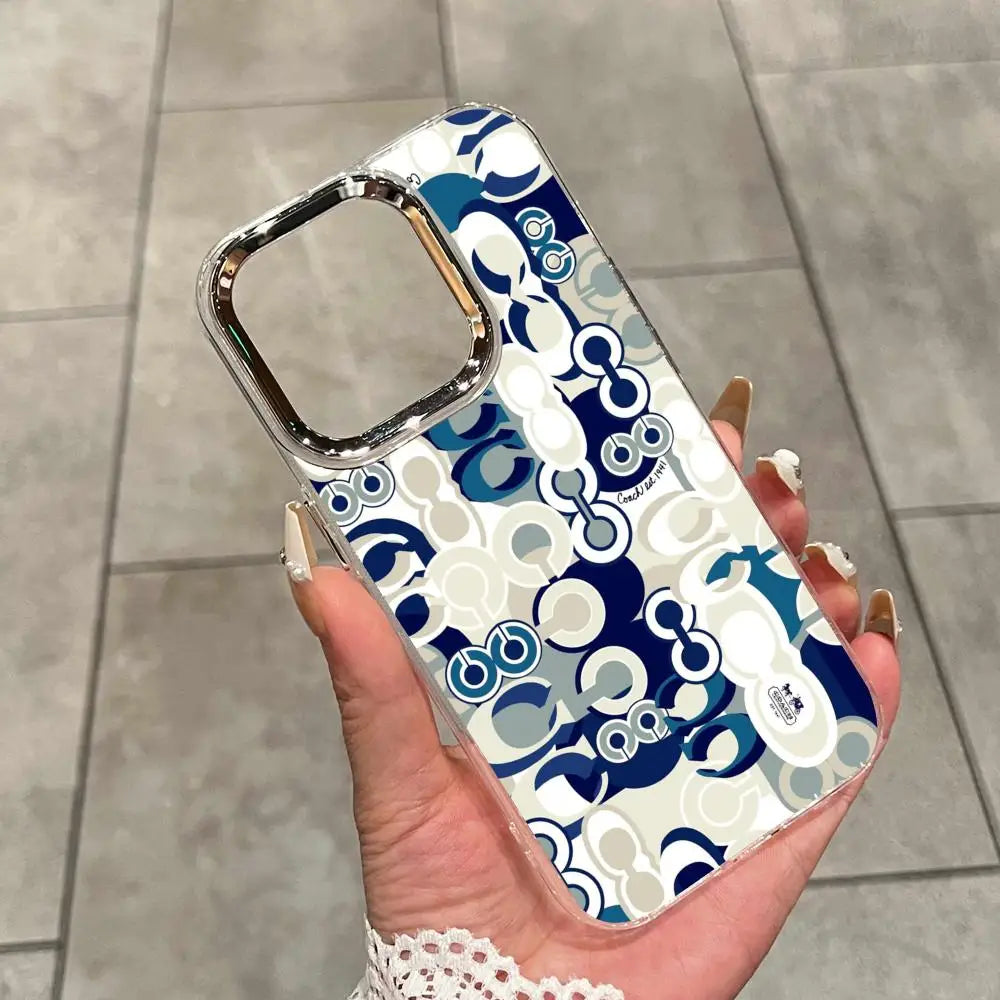 Funda C-Coach-s Cherries para iPhone 17 16 15 Pro MAX 14 13 12 16e 15Pro Plus, Carcasa Plateada 17Air, Fundas IMD