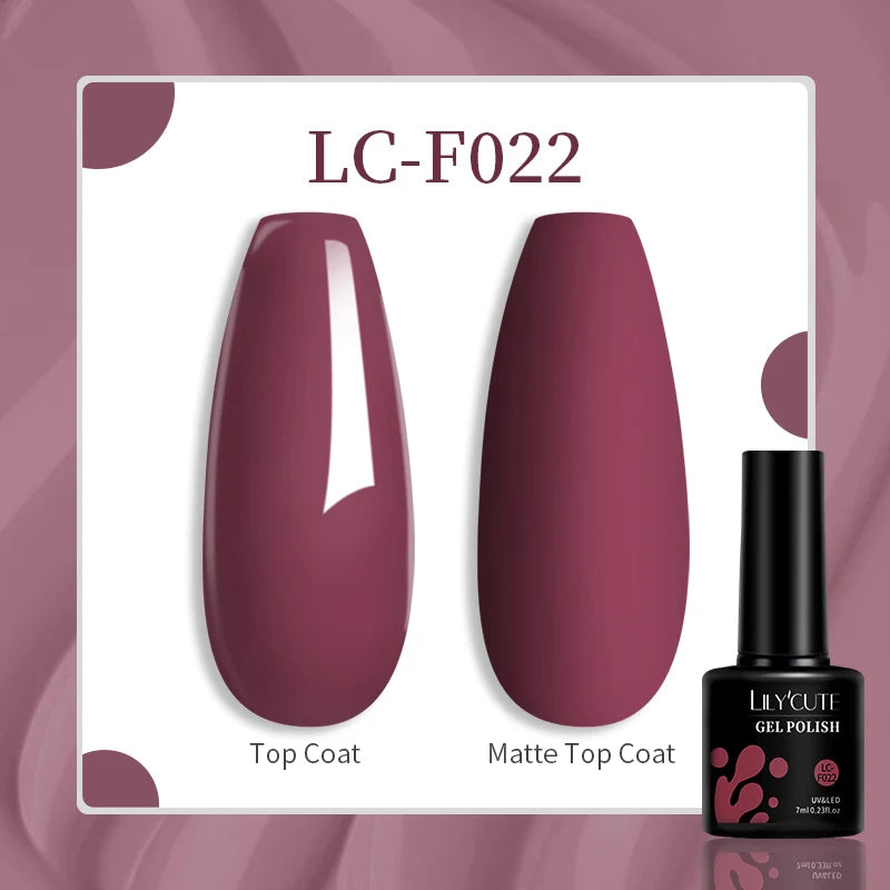 LILYCUTE-esmalte en Gel para uñas, barniz semipermanente para manicura, con LED UV, 129 colores, 7ML