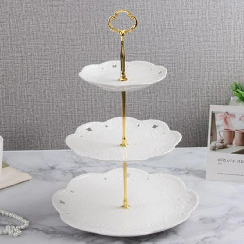 Soporte para plato de pastel de 3 capas, soporte para pastel con mango, soporte de Hardware para hacer fiesta de boda, plato de postre para magdalenas de resina, soporte para servir