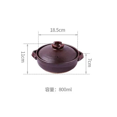 Cazuela de cerámica de estilo japonés, olla pequeña negra, cacerola de arcilla, utensilios de cocina para el hogar, suministros de cocina, olla para sopa, 1 Uds.