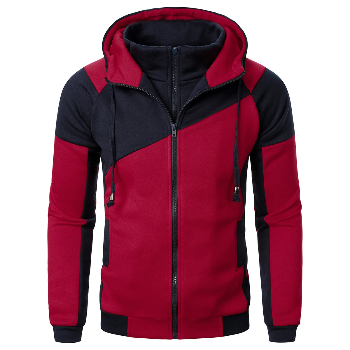 Deportes de otoño e invierno empalmados top casual de manga larga con capucha estilo deportivo para hombres