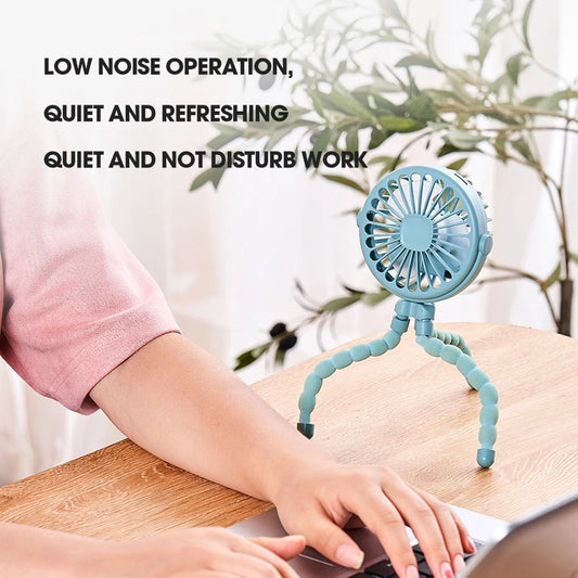 Tragbarer faltbarer Tischventilator mit USB, Multifunktionaler kleiner Oktopus-Mini-Ventilator, leise, für Babywagen im Freien, Sommer