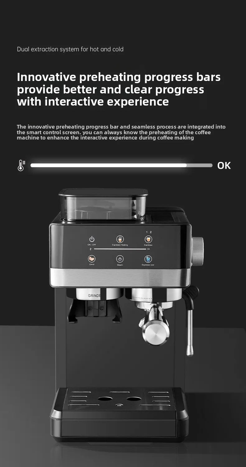 Molino de Café Eléctrico + Máquina de Café Integrada | Totalmente Automático, Granos de Café Recién Molidos | Molienda Rápida para el Desayuno