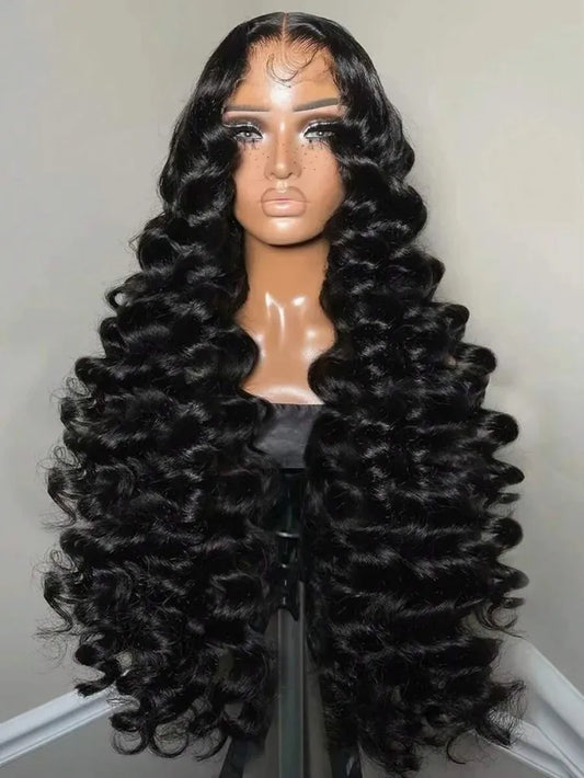 Peluca frontal de encaje HD 13x6 de 40 pulgadas con ondas sueltas y profundas, cabello humano brasileño rizado y ondulado, pre-arrancada para mujer