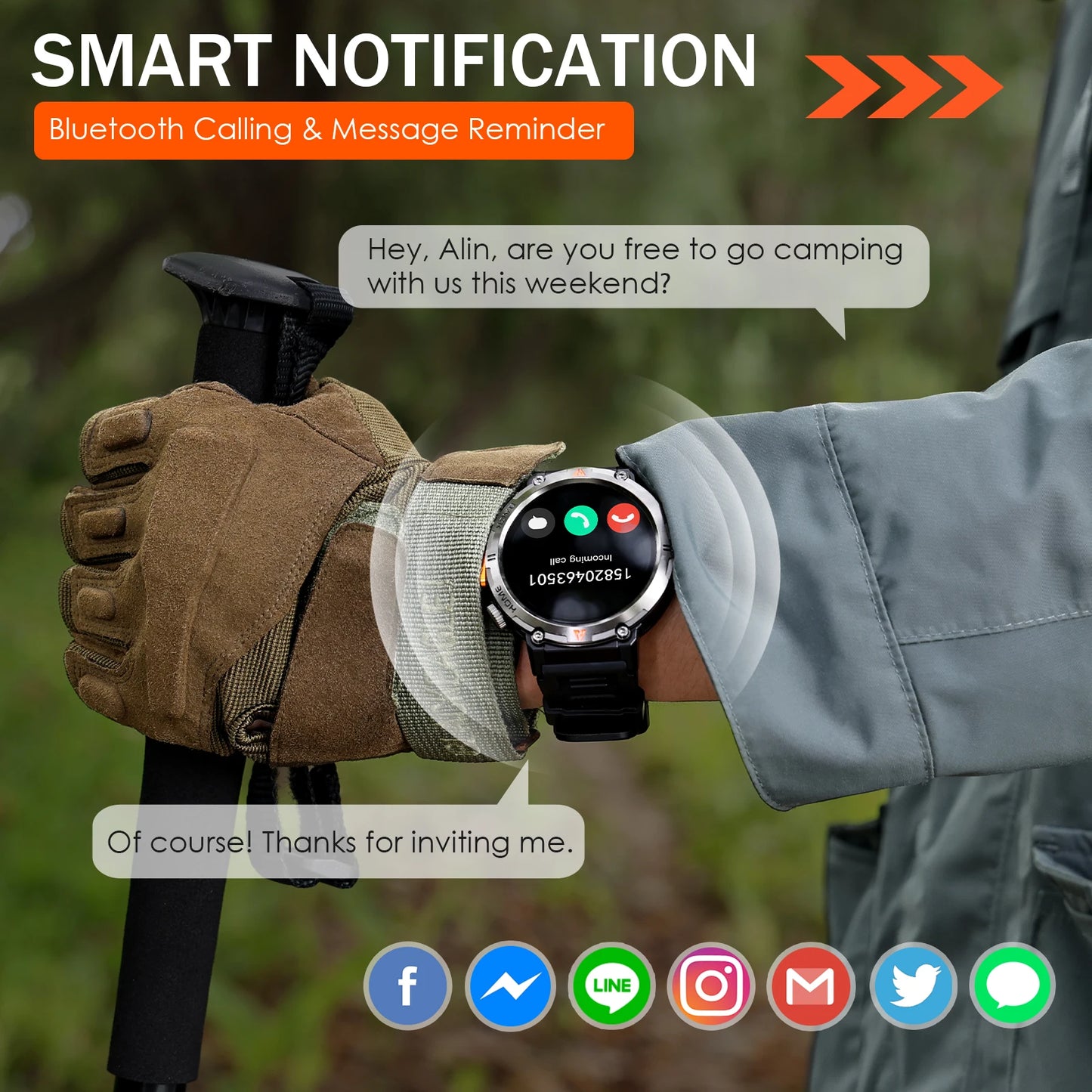 EIGIIS KE3 2025 nuevo reloj inteligente con llamada Bluetooth para hombres pantalla completamente táctil con Monitor de salud linterna de ritmo cardíaco reloj inteligente