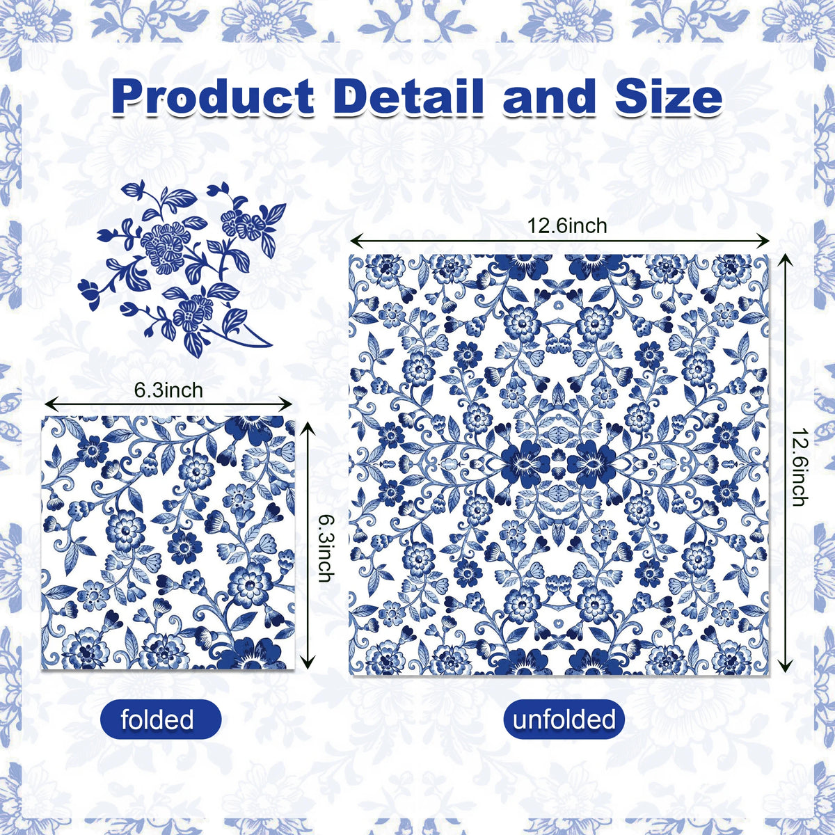 Platos de papel de porcelana azul y blanca, servilletas, vajilla para decoración de cumpleaños, decoración de bodas, decoración de mesa, suministros para fiestas