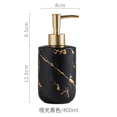 Juego de accesorios de baño de cerámica de mármol negro, dispensador de jabón/soporte para cepillos de dientes, bandeja, suministros para el hogar
