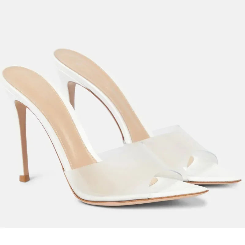 Zapatillas de punta puntiaguda para mujer, zapatos de tacón de aguja de 5cm/8cm/10cm, estilo francés, Sexy, a la moda, talla 46, novedad de verano, 2024