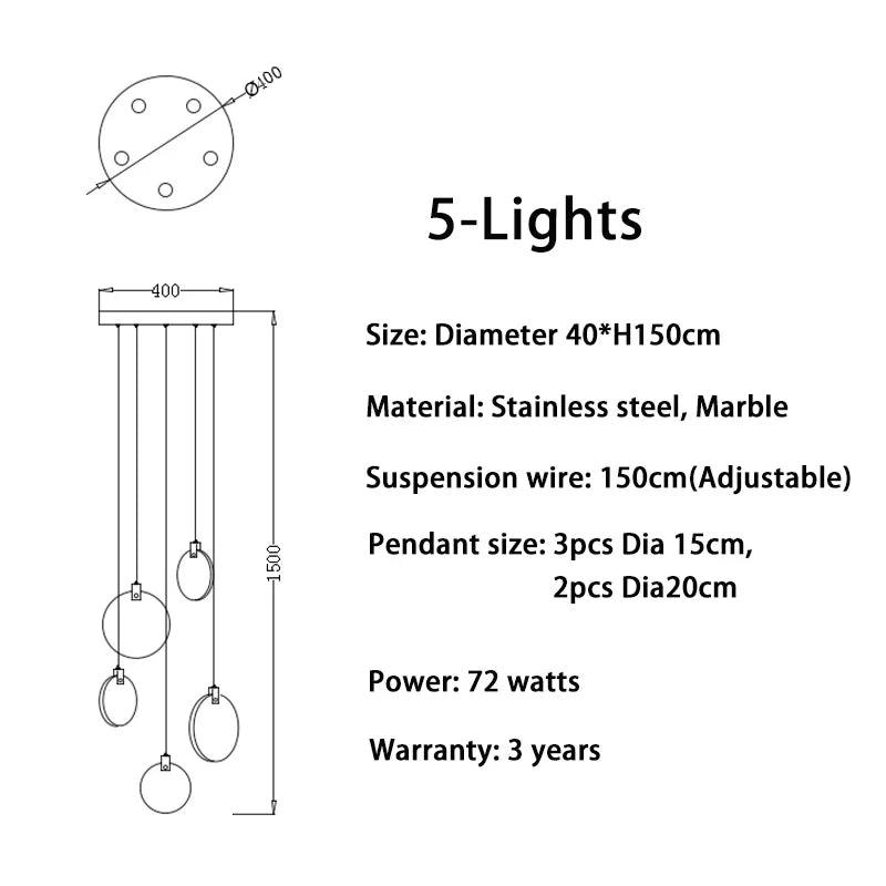 Luces colgantes largas modernas, lámpara colgante de cristal de mármol para escalera de lujo, decoración para sala de estar, accesorio de iluminación Led de piedra para Villa