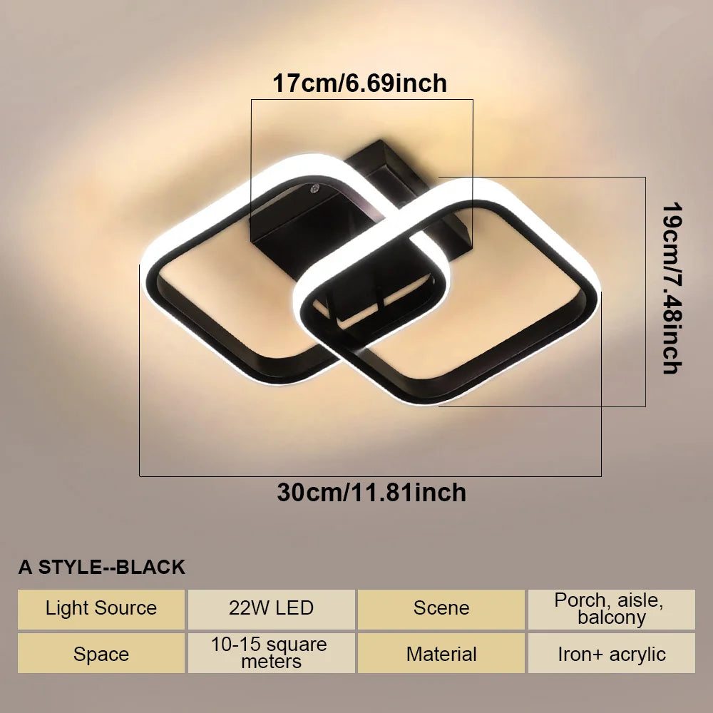 Luz de techo moderna, lámpara de techo LED para pasillo pequeño, diseño de cerca de techo, accesorio de iluminación para el hogar, cocina, dormitorio, balcón