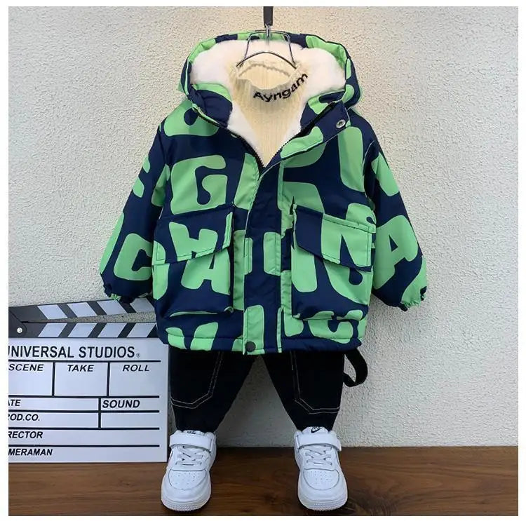 Abrigo para niños, chaqueta, prendas de vestir, Tops de algodón, moda 2023, grueso, además de terciopelo, abrigo de talla grande para invierno y otoño, ropa para niños