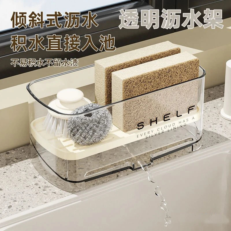 Organizador de fregadero de cocina, escurridor, estante autodrenante, soporte de esponja, grifo de paños de cocina, almacenamiento, escurridor de jabón, accesorios de cocina