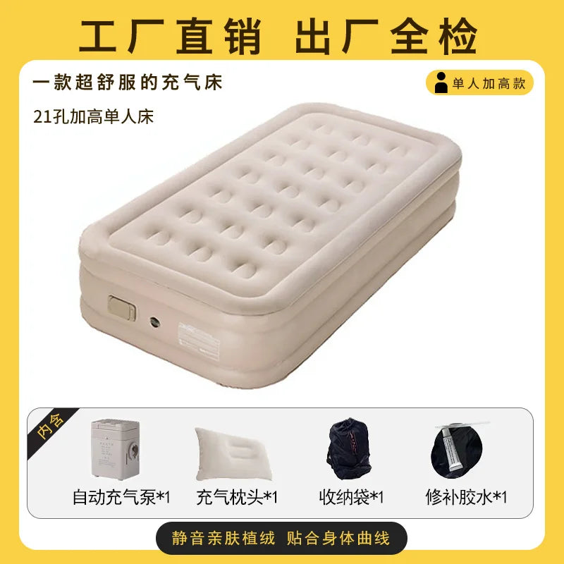 Colchón de Aire para Exteriores, Colchón Inflable para Siesta, Colchón de Aire Grueso y Elevado, Colchón Individual para el Hogar, Colchón Doble para la Hora del Almuerzo