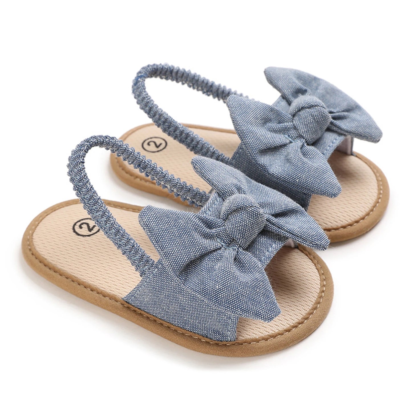 Lindas sandalias de bebé con lazo para niña, zapatos de verano de princesa, suela suave, antideslizantes, punta abierta, zapatos infantiles para caminar, zapatillas de playa