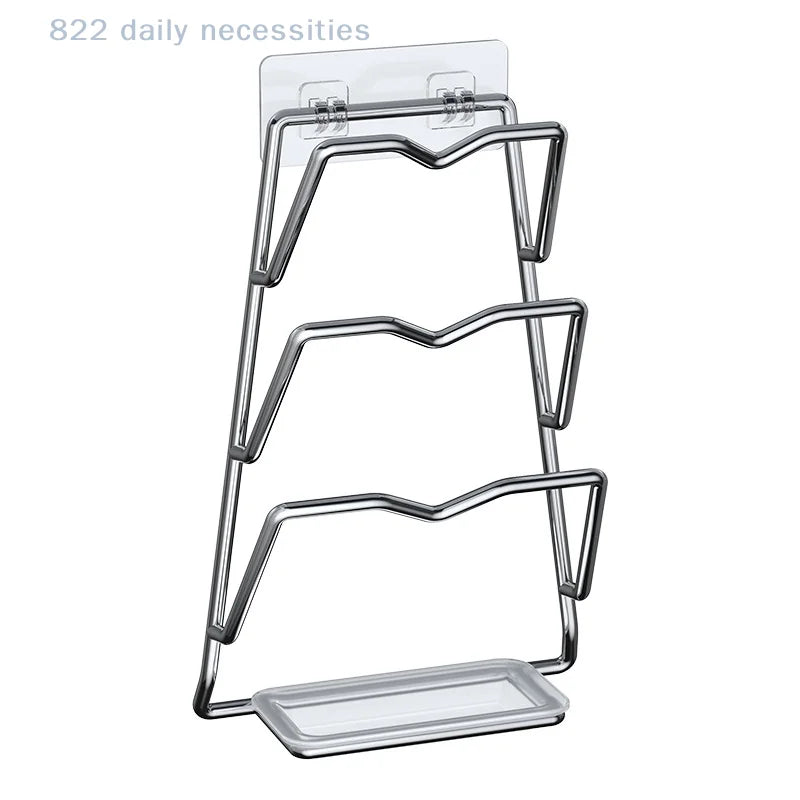 Organizador de Cocina para Colgar en la Pared, de 2/3 Niveles, para Tapas de Ollas, Metálico, Antioxidante, Multifuncional, para Guardar Tapas de Ollas en la Cocina