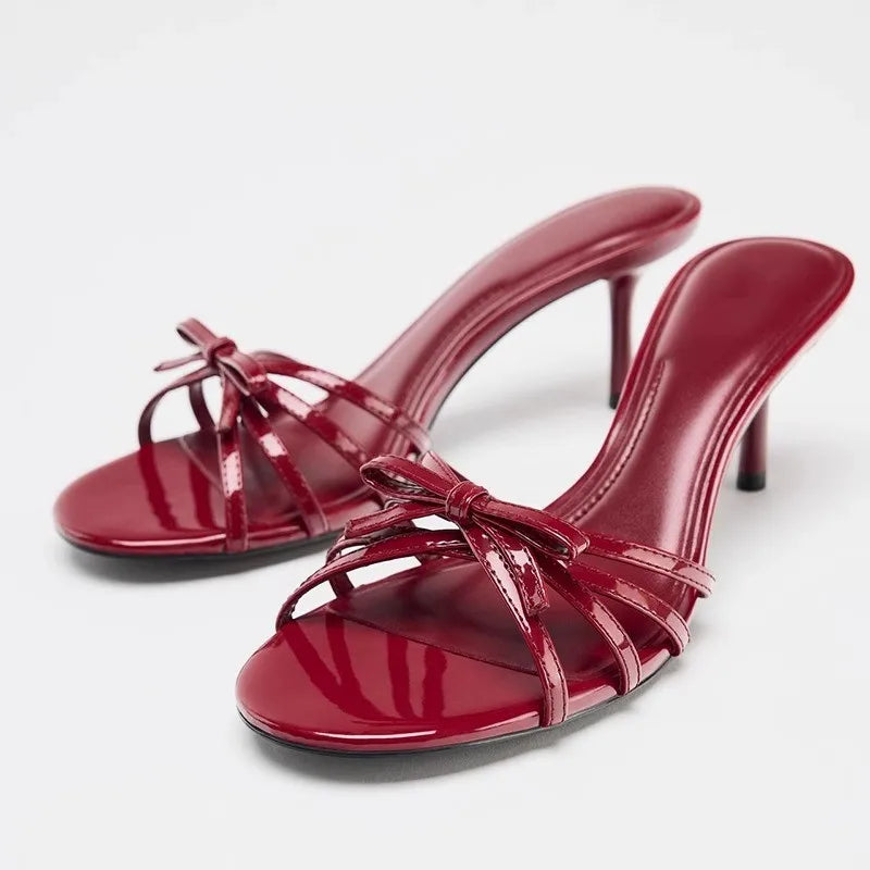 Zapatillas de tacón alto elegantes a la moda para mujer, Sandalias de tacón, zapatos de mujer, tacones de aguja de verano, sandalias de vestir nuevas 2025