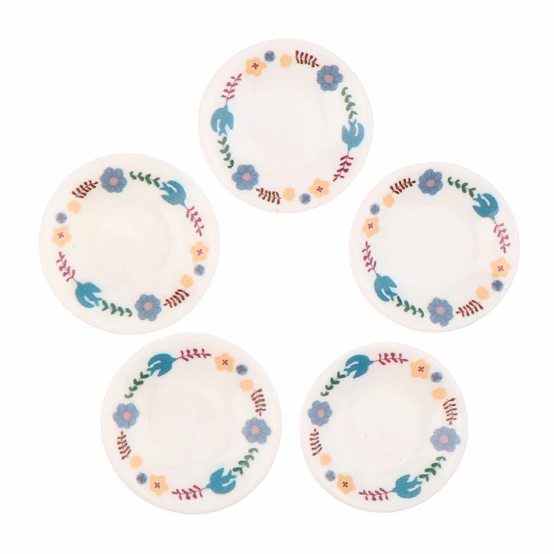 Mini platos para casa de muñecas, modelo de casa de muñecas, decoración de cocina de simulación, accesorios para casa de muñecas, juguetes para juego de imitación, 5 uds., 1/12