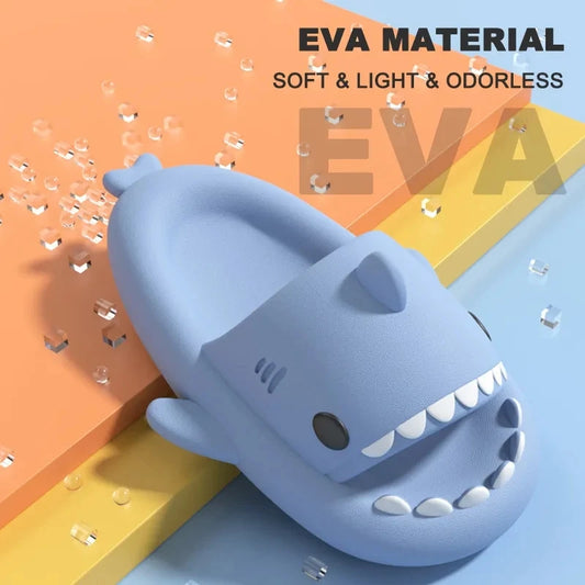 Zapatillas de tiburón para mujer y hombre, sandalias ligeras de EVA para interiores, con aletas extraíbles, chanclas de exterior para la playa