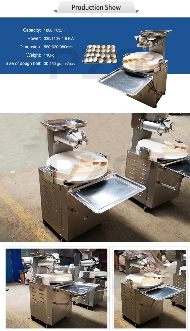 Divisora y Boleadora Automática de Masa para Panadería, Máquina para Hacer Bolas de Masa y Máquina para Cortar y Enrollar Masa