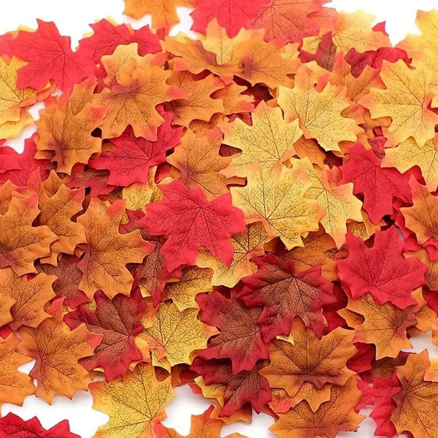 50/100 Uds plantas artificiales flores seda hoja de arce Halloween Festival fiesta decoración hogar habitación florero mesa patio boda álbum de recortes