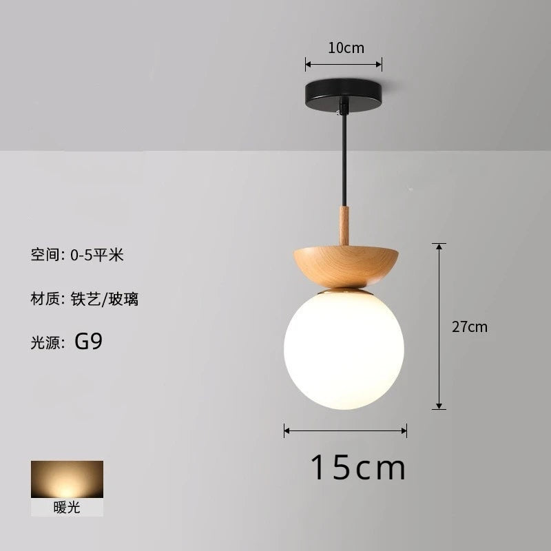 Lámparas para sala de estar, luz Led de techo para puerta de entrada japonesa, pasillo de aire, balcón nórdico, bola redonda
