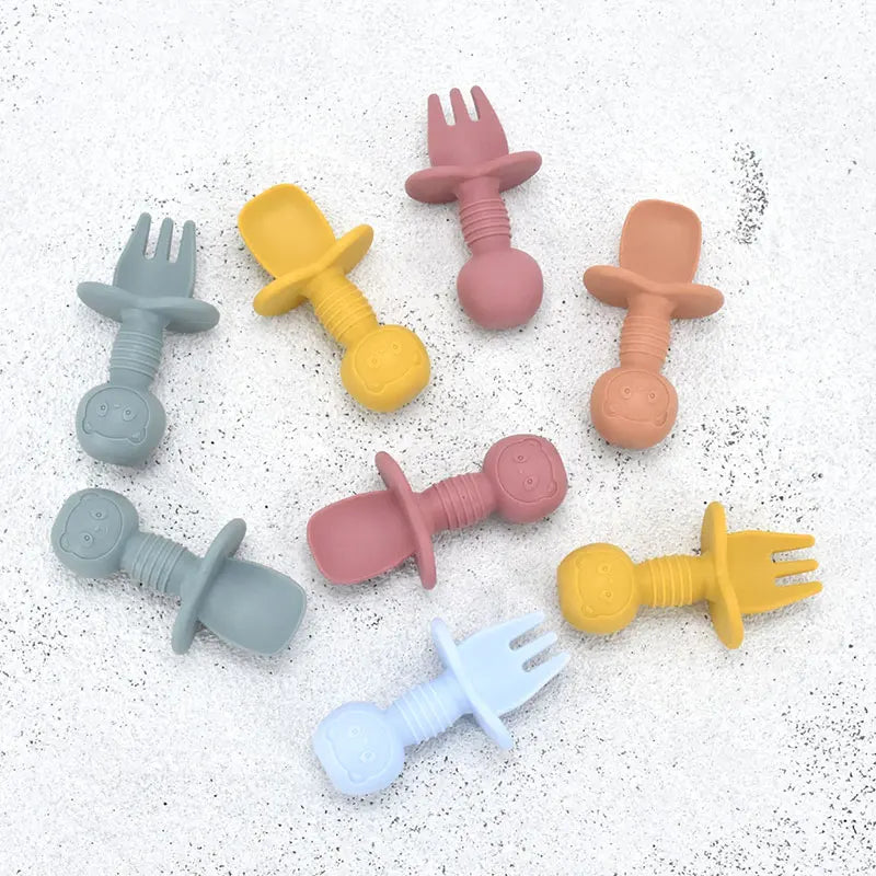 4 unids/set plato de comedor de silicona seguro para bebé, platos sólidos de dibujos animados para niños, juego de vajilla para bebé con cara sonriente, plato Retro para niños