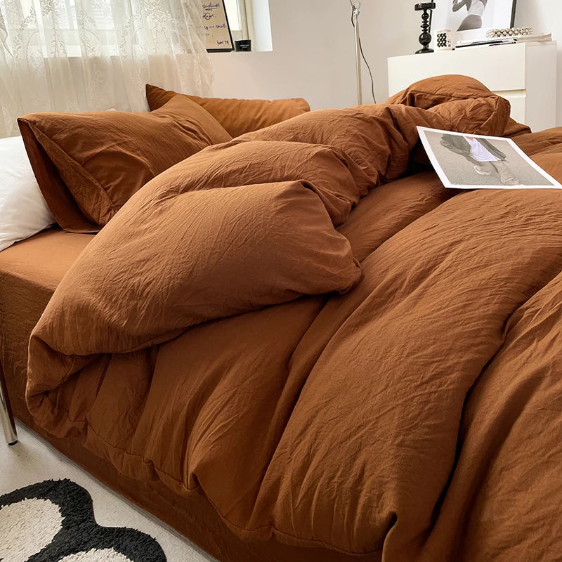Juegos de fundas de edredón gris oscuro a la moda, fundas de edredón cepilladas, juegos de cama individual doble Queen, funda de almohada para niños, funda de edredón sólida