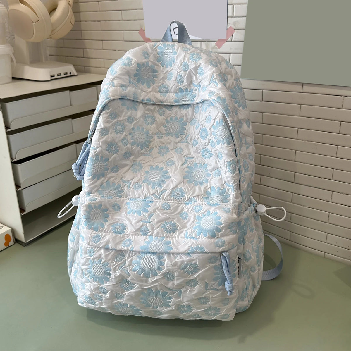Mochila de nailon con flores para mujer, mochilas escolares ligeras con colgante, mochilas para ordenador portátil, mochila para libros para secundaria y preparatoria