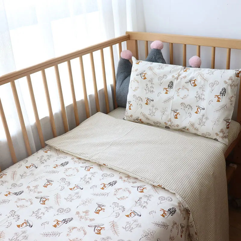 Juego de cama para cuna de bebé, ropa de cama de algodón, kit de cuna para niño y niña, incluye funda de almohada, funda nórdica, decoración para habitación de niños, 3 uds.