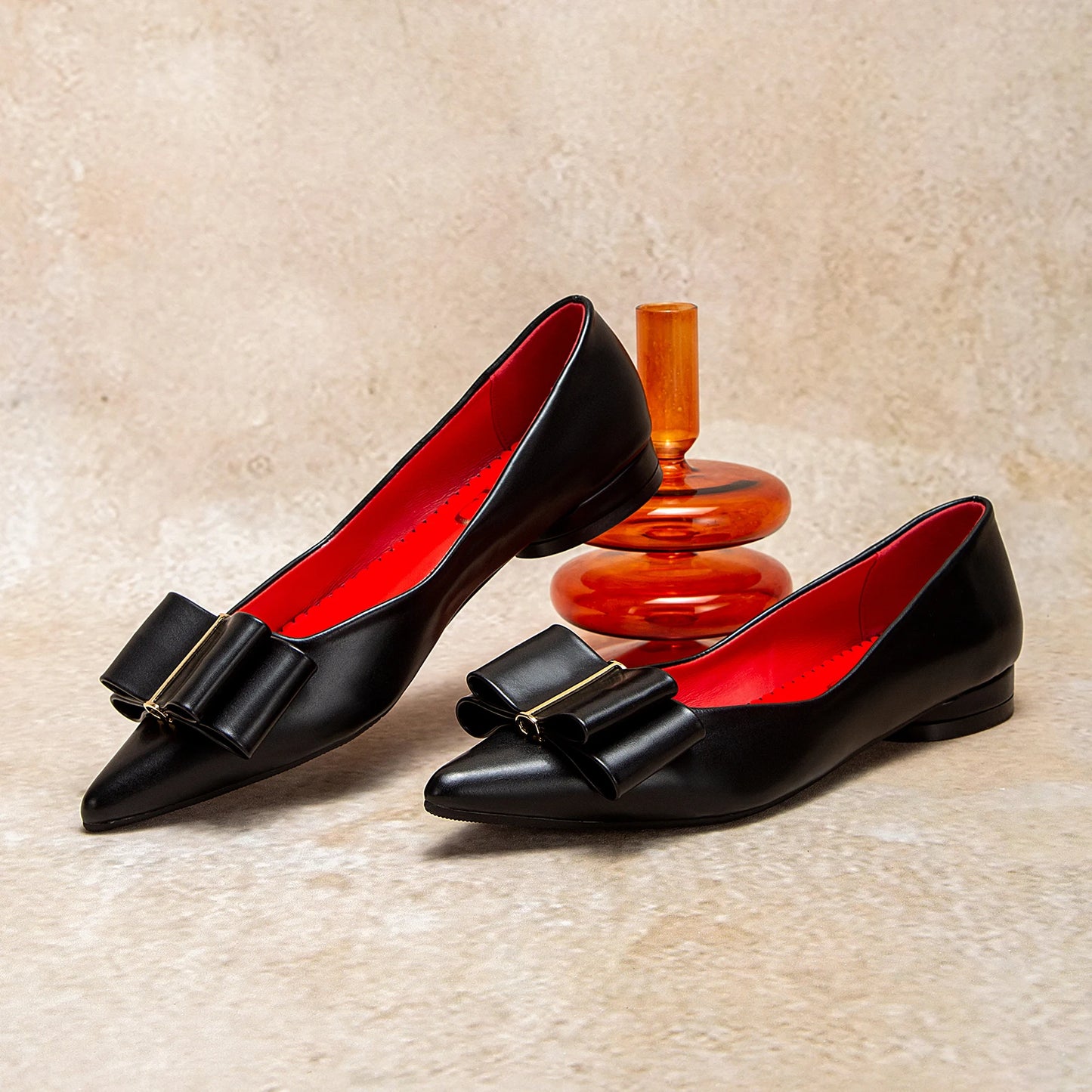 CHCH Zapatos planos para mujer Nuevos zapatos de negocios con lazo puntiagudo negro Zapatos cómodos para ir al trabajo para mujer