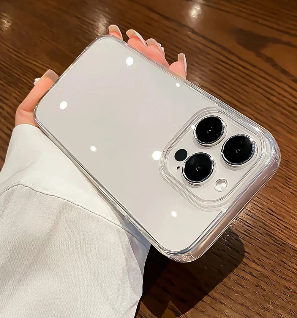 Fundas de parachoques transparentes a prueba de golpes de lujo para iPhone 16 15 14 13 12 11 Pro Max Plus accesorios de cubierta de teléfono acrílico suave transparente