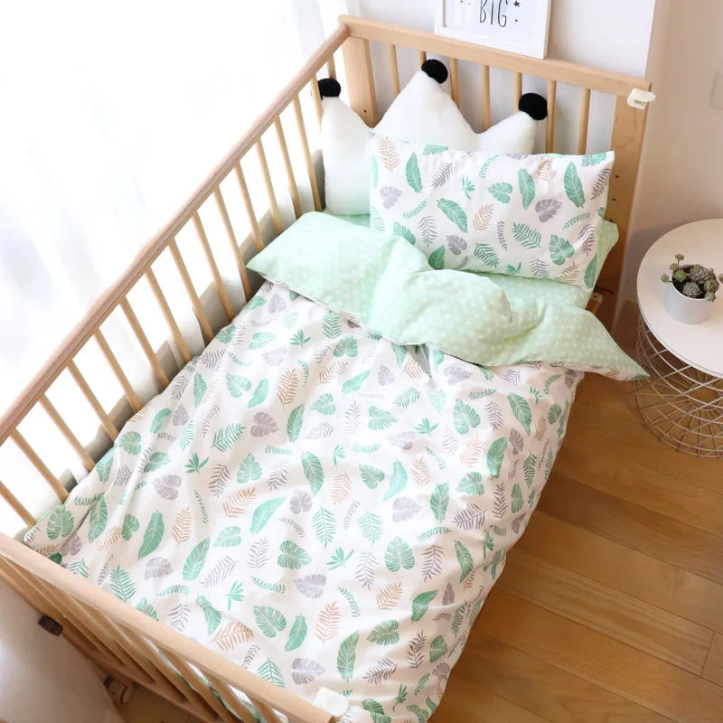 Juego de cama para cuna de bebé, ropa de cama de algodón, kit de cuna para niño y niña, incluye funda de almohada, funda nórdica, decoración para habitación de niños, 3 uds.